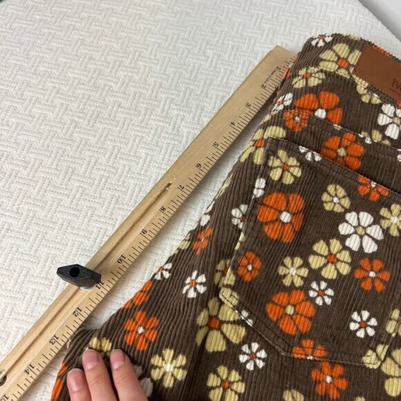 Twik Floral Corduroy Cropped Pants - Brown, Orange, White - Picture 6 of 15